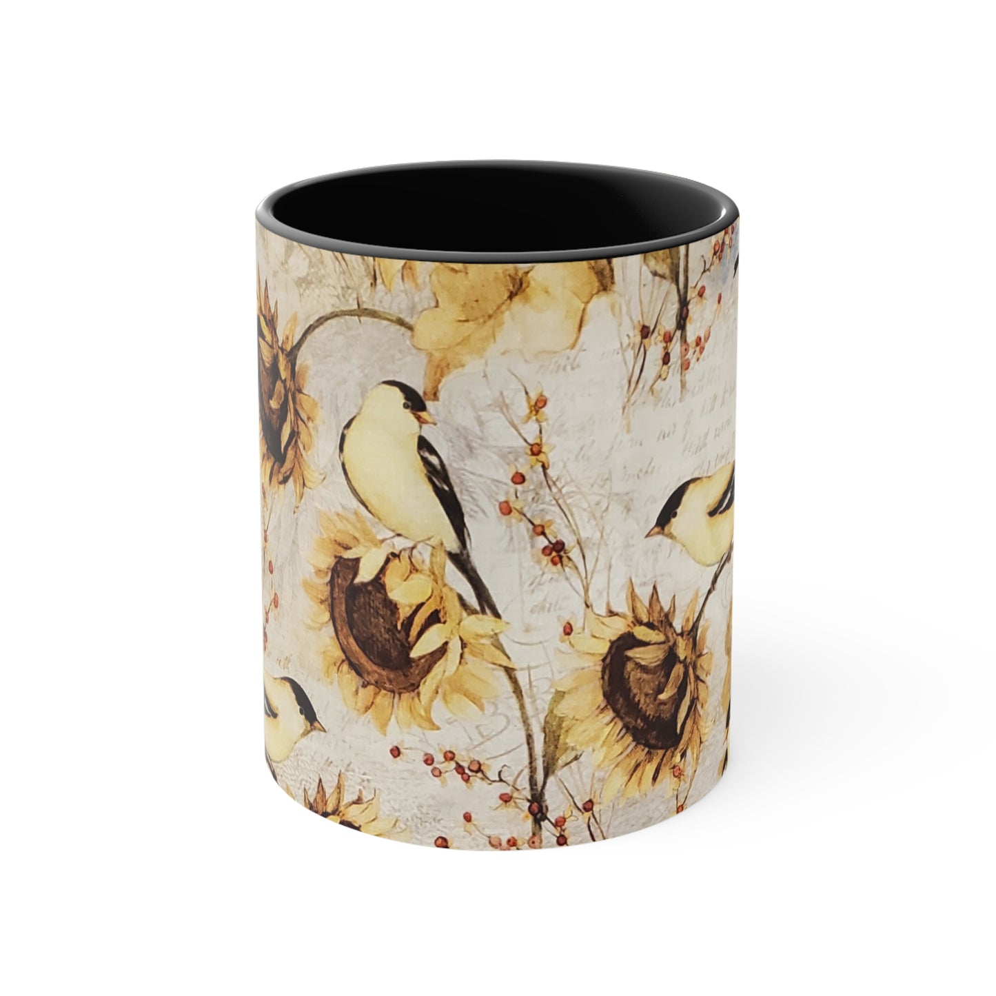 Harvest Sunflowers and Goldfinches-Accent Coffee Mug, 11oz