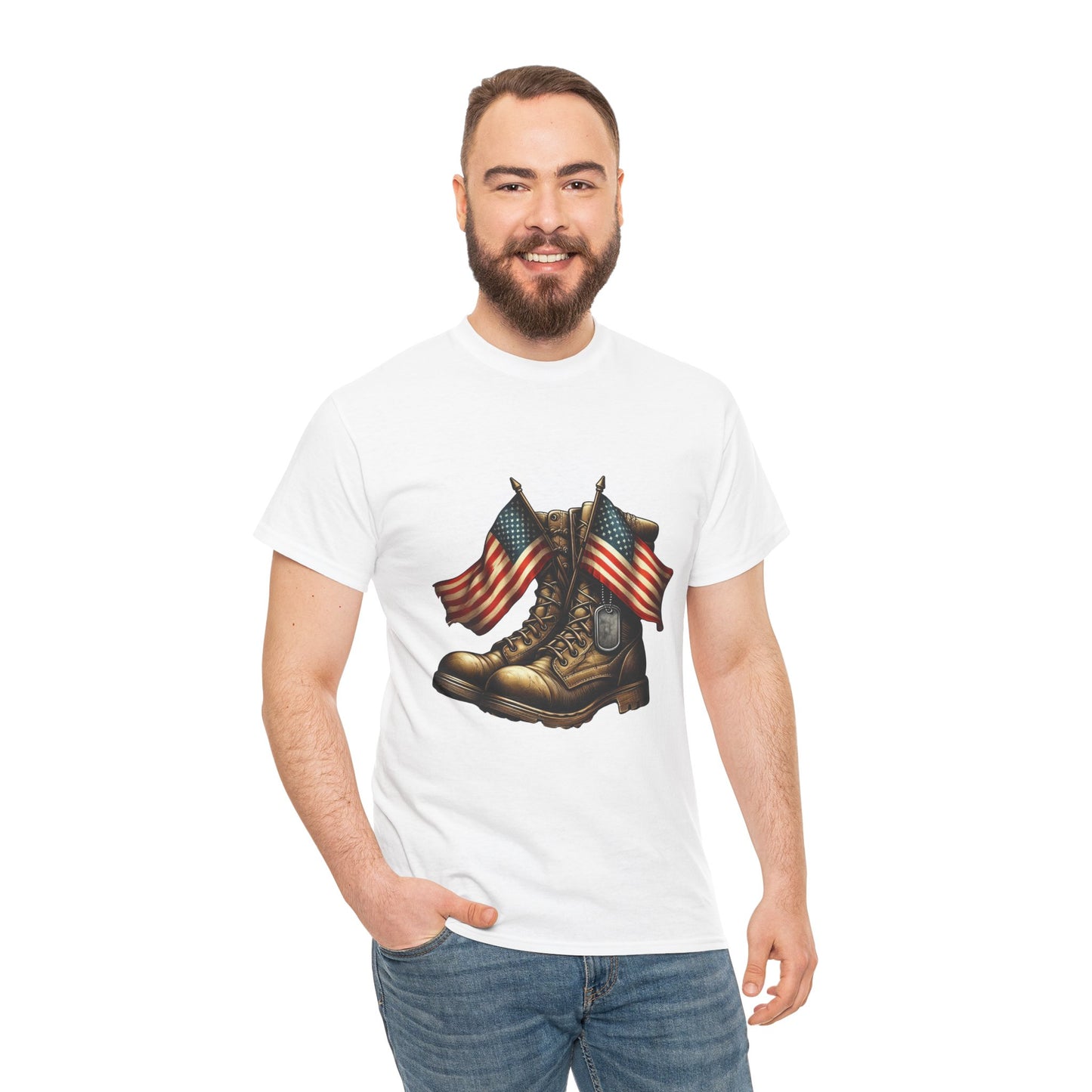Patriotic Veterans Tee, Unisex Heavy Cotton Tee, Memorial Day Shirt, Independence Day Gift, Americana Apparel, Military Pride T-Shirt