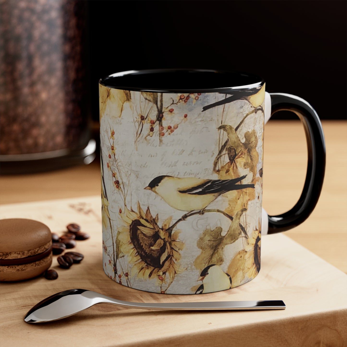 Harvest Sunflowers and Goldfinches-Accent Coffee Mug, 11oz