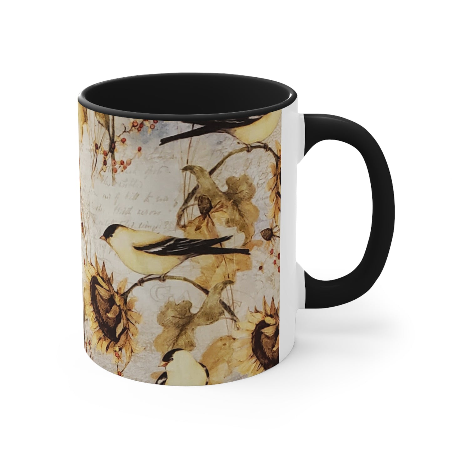 Harvest Sunflowers and Goldfinches-Accent Coffee Mug, 11oz