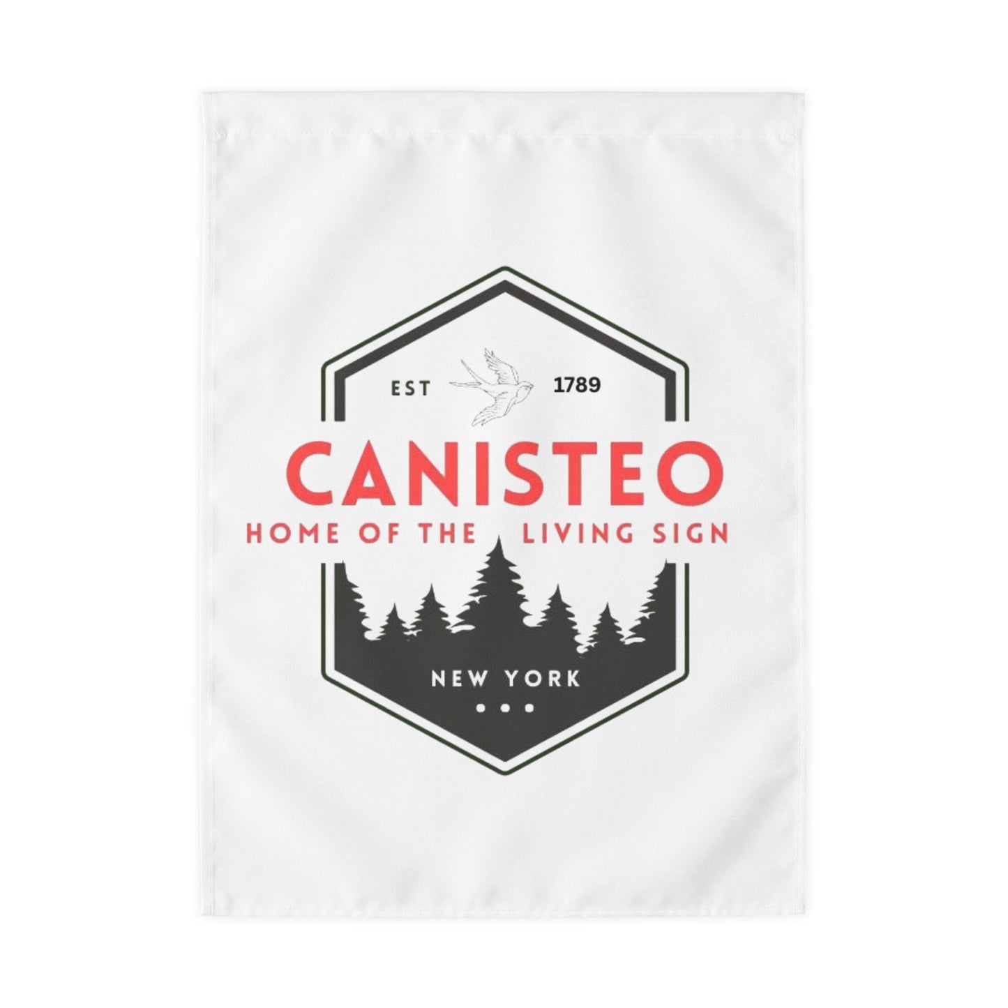 Canisteo New York Outdoor Flag – 'Home of the Living Sign' Forest Badge Garden Banner