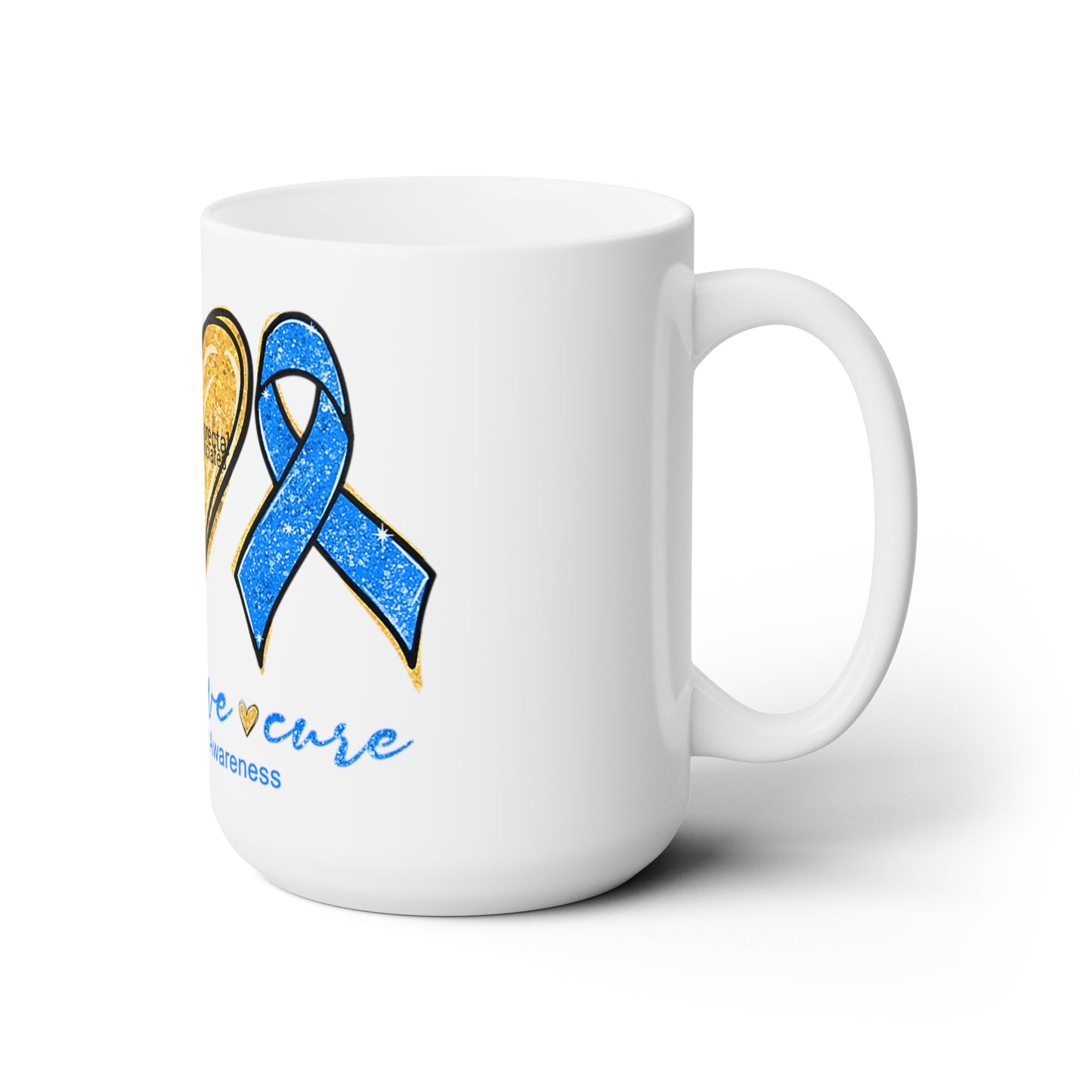 Colorectal Cancer Awareness , LOVE, Peace Cure , Cancer     15oz mug