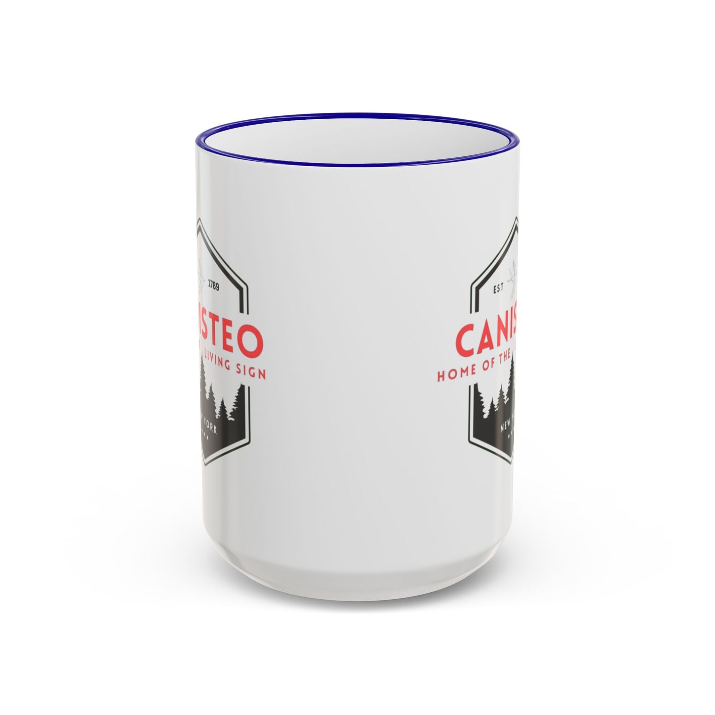 Canisteo New York Vintage Badge Mug — Accent Rim & Handle Coffee Cup (11oz, 15oz)