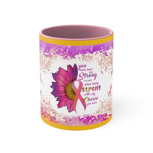 Breast Cancer Awareness  Accent Coffee  11 oz Mug, donation to Cancer Centers