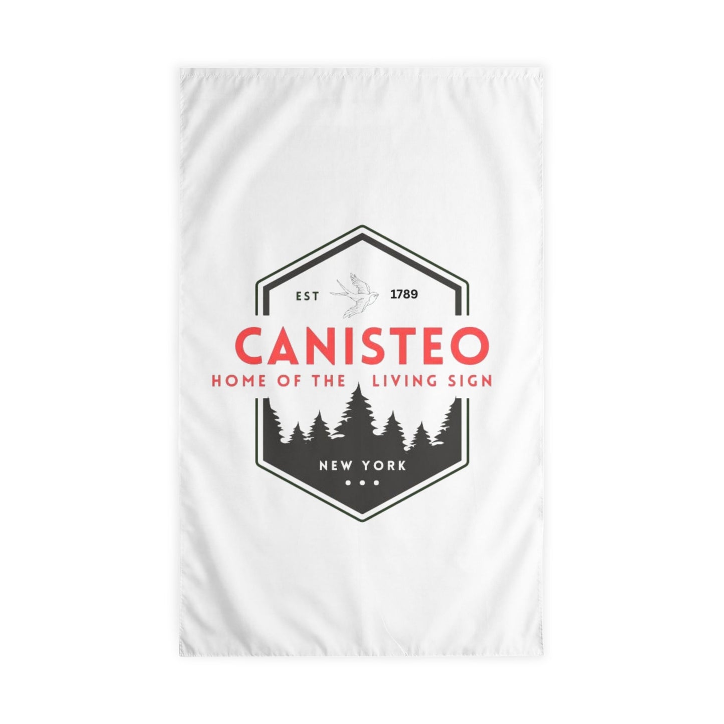 Canisteo New York Outdoor Flag – 'Home of the Living Sign' Forest Badge Garden Banner