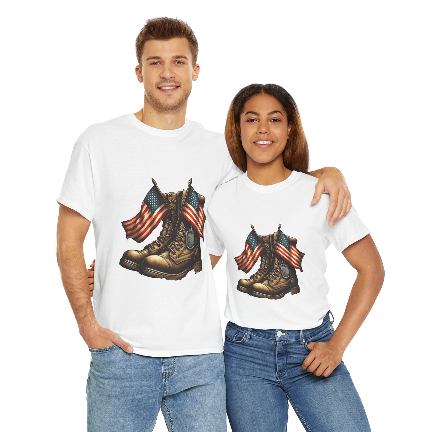 Patriotic Veterans Tee, Unisex Heavy Cotton Tee, Memorial Day Shirt, Independence Day Gift, Americana Apparel, Military Pride T-Shirt