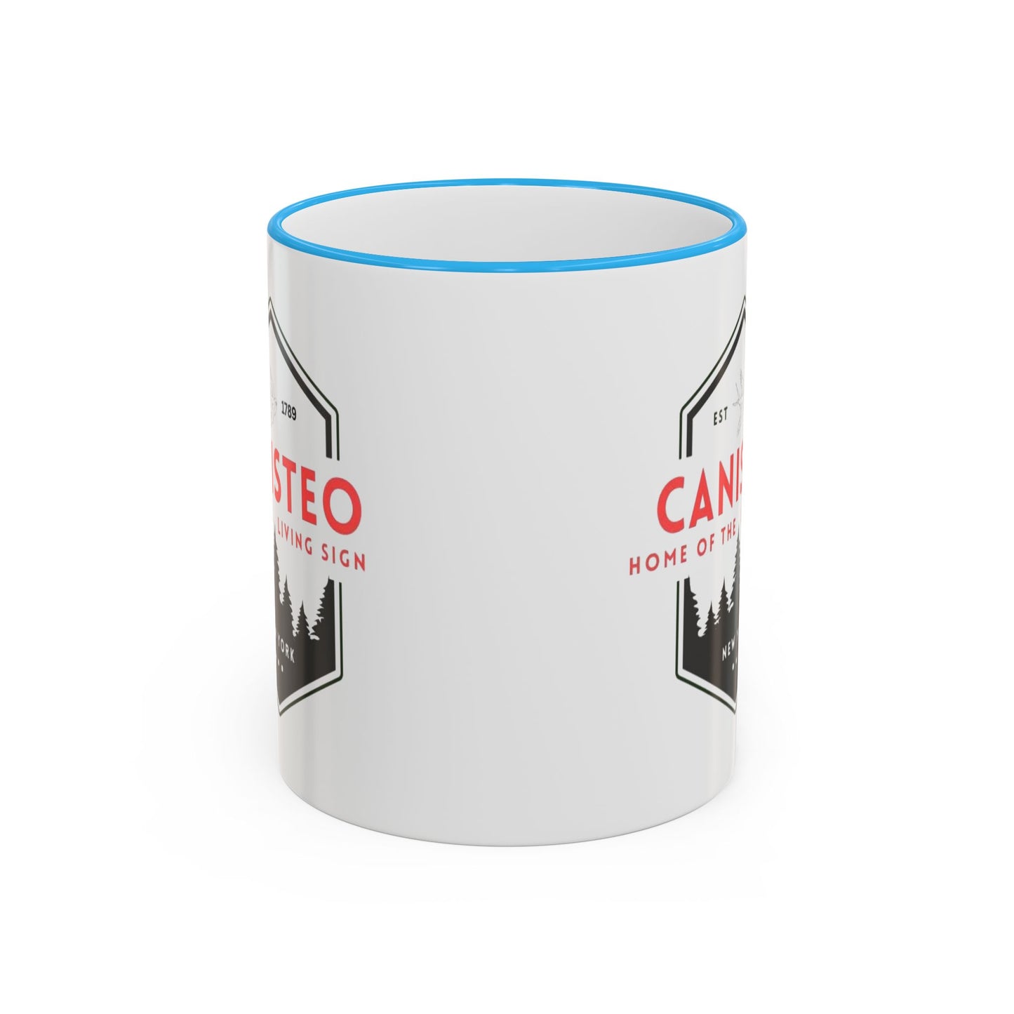 Canisteo New York Vintage Badge Mug — Accent Rim & Handle Coffee Cup (11oz, 15oz)