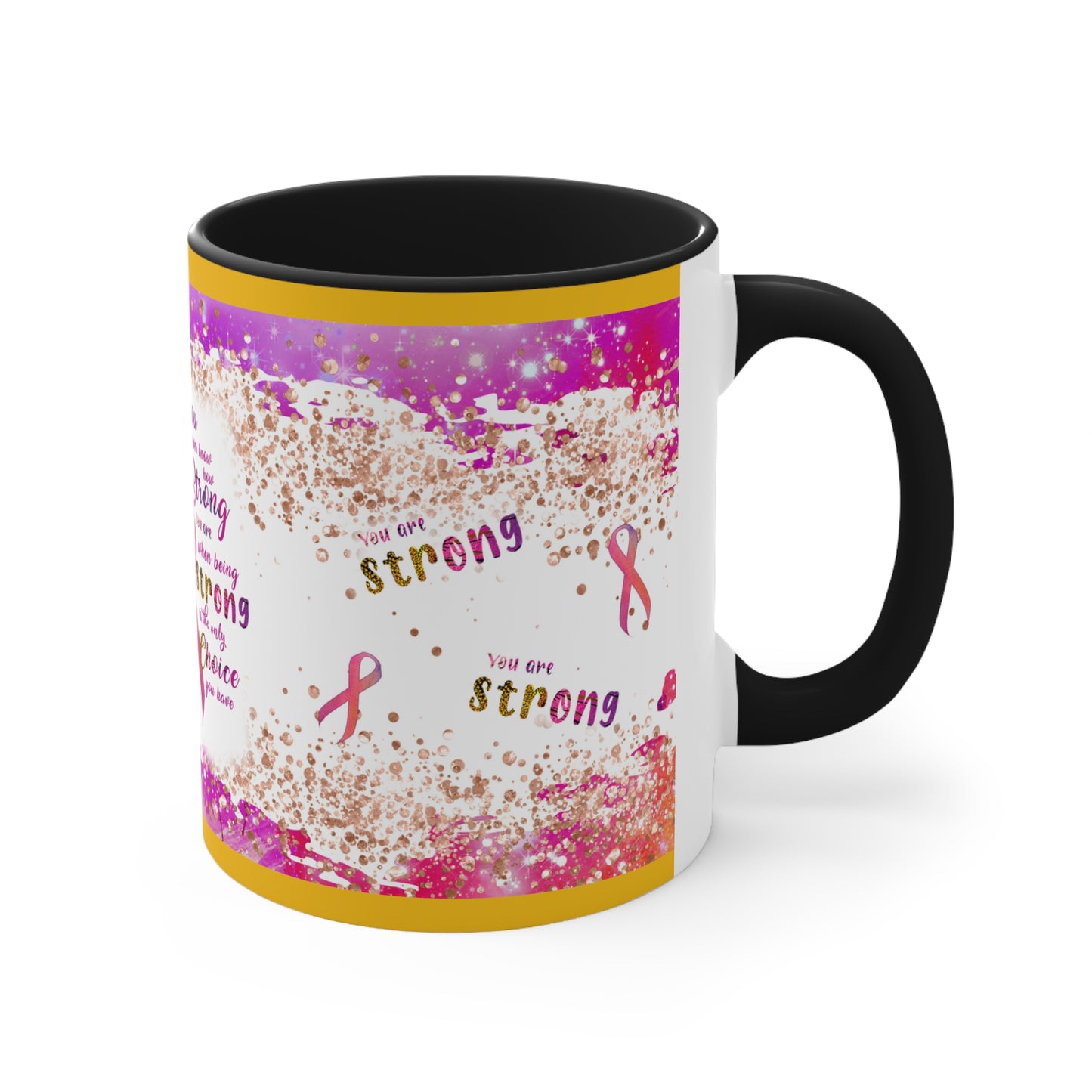 Breast Cancer Awareness  Accent Coffee  11 oz Mug, donation to Cancer Centers