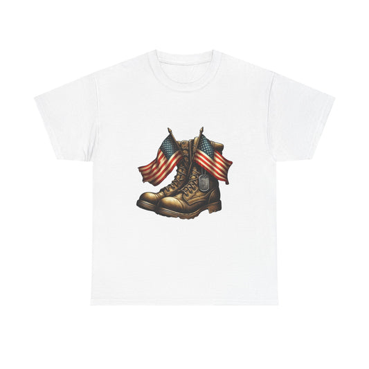 Patriotic Veterans Tee, Unisex Heavy Cotton Tee, Memorial Day Shirt, Independence Day Gift, Americana Apparel, Military Pride T-Shirt
