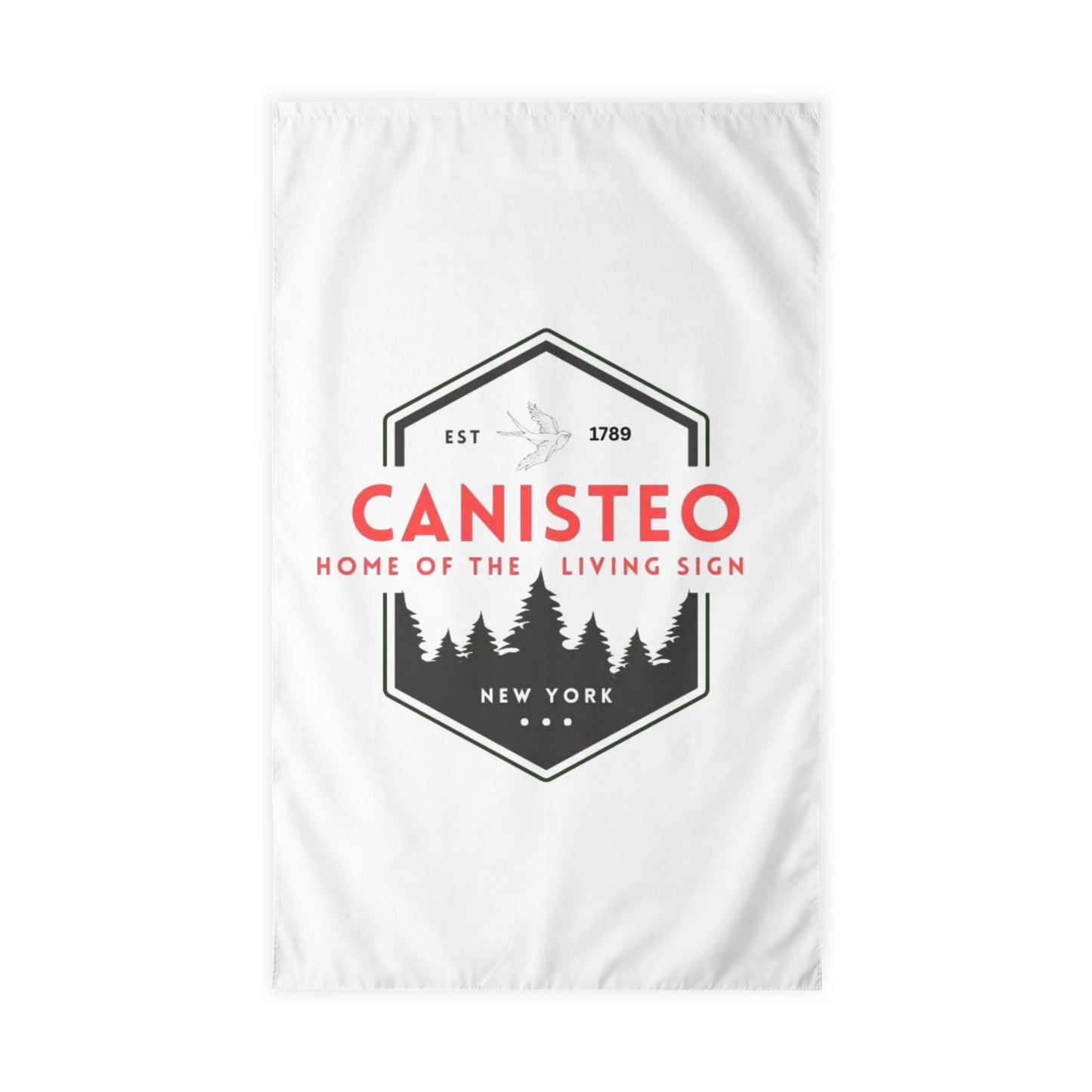 Canisteo New York Outdoor Flag – 'Home of the Living Sign' Forest Badge Garden Banner