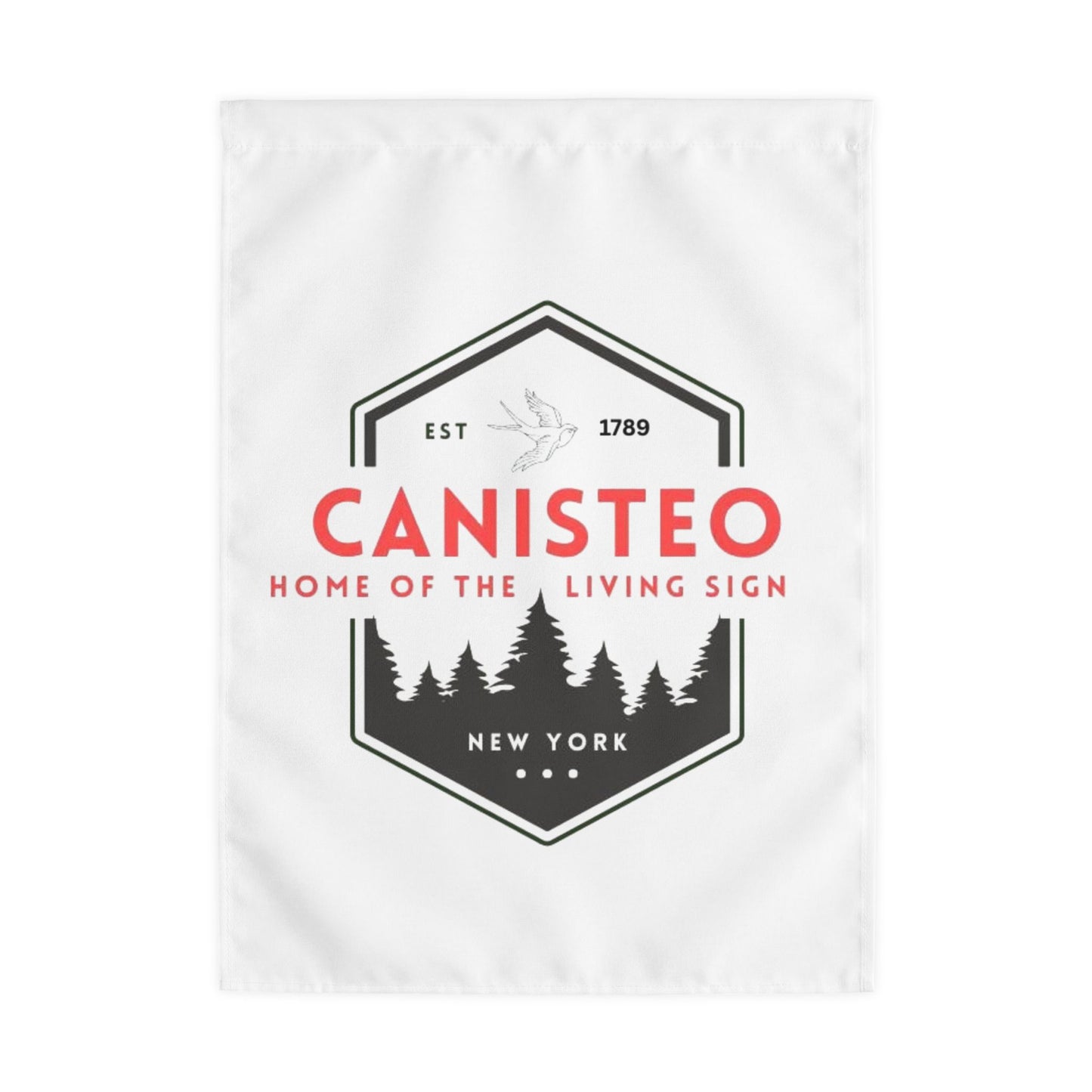 Canisteo New York Outdoor Flag – 'Home of the Living Sign' Forest Badge Garden Banner