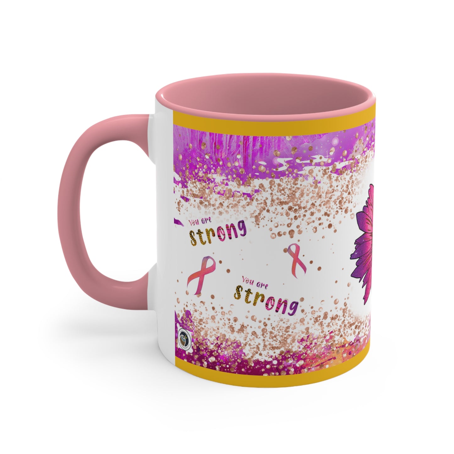 Breast Cancer Awareness  Accent Coffee  11 oz Mug, donation to Cancer Centers