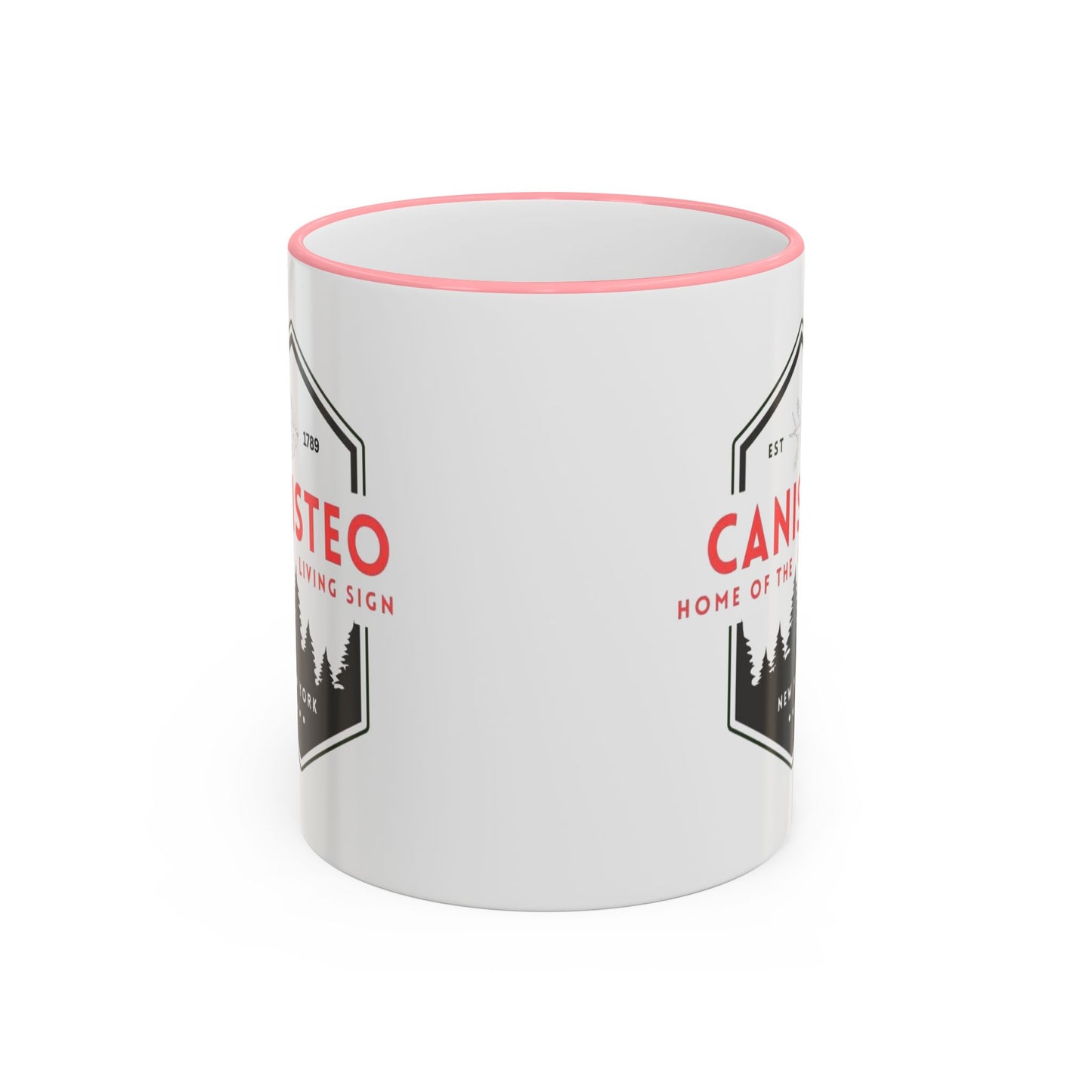 Canisteo New York Vintage Badge Mug — Accent Rim & Handle Coffee Cup (11oz, 15oz)