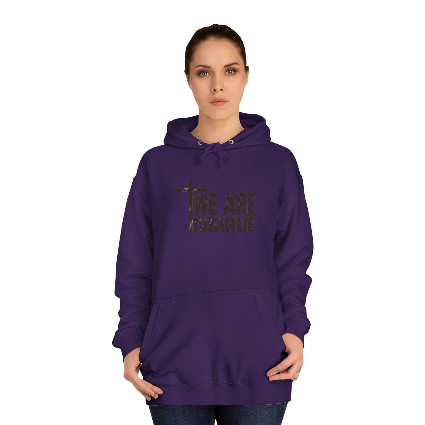 Unisex College Hoodie with 'WE ARE CHARLIE' Design - Cozy, Stylish, Perfect for Students, Gift Idea for Graduation, College Apparel, [...]
