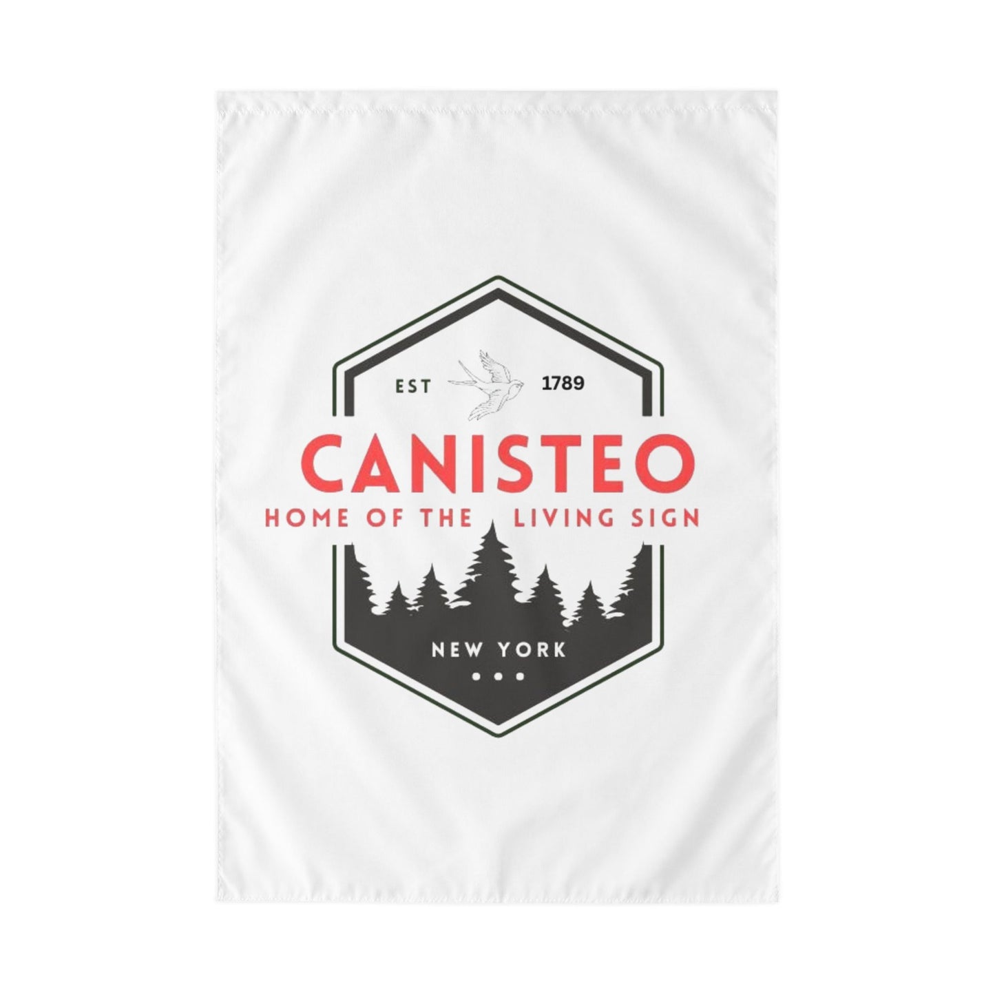 Canisteo New York Outdoor Flag – 'Home of the Living Sign' Forest Badge Garden Banner
