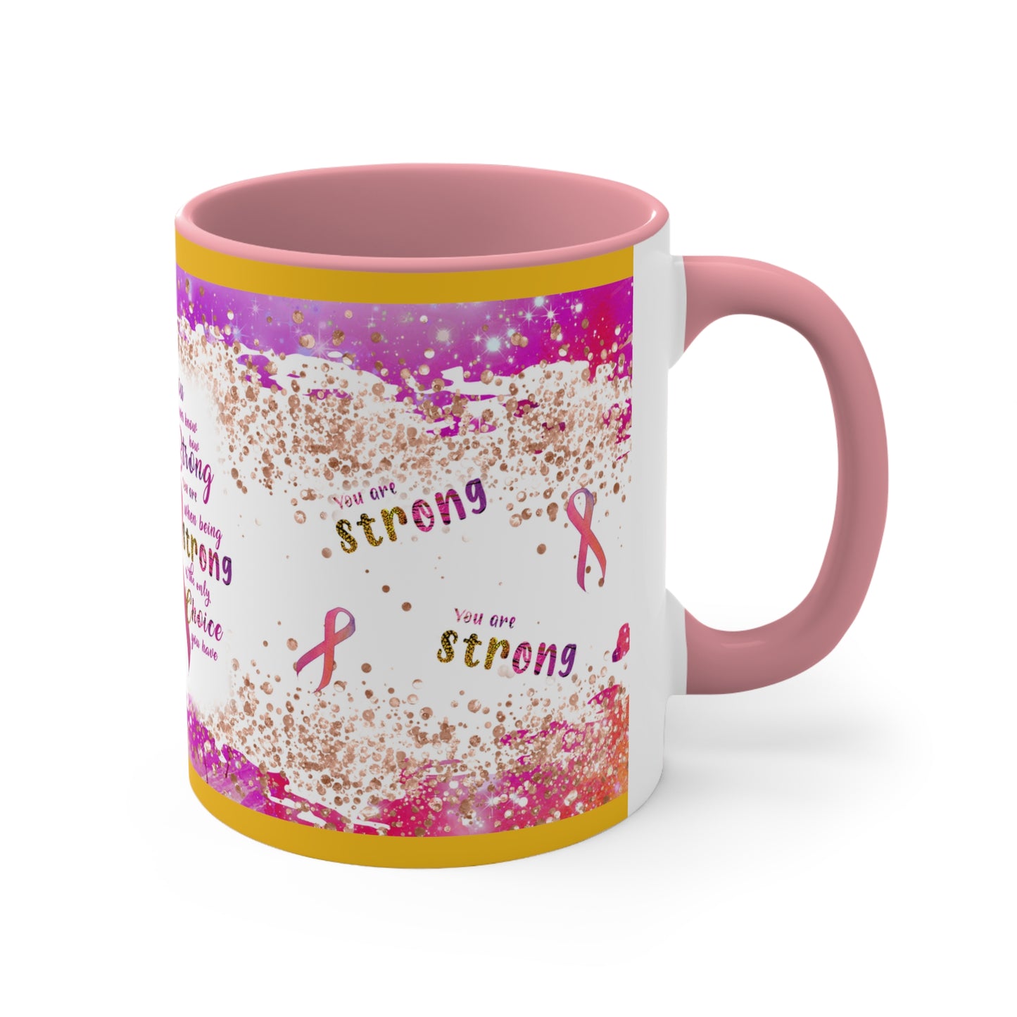 Breast Cancer Awareness  Accent Coffee  11 oz Mug, donation to Cancer Centers