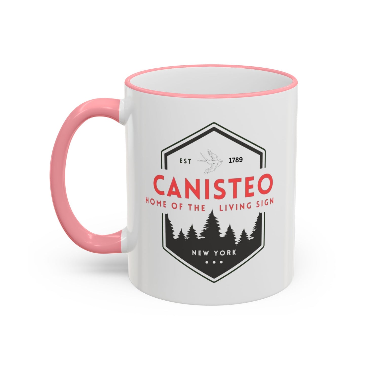 Canisteo New York Vintage Badge Mug — Accent Rim & Handle Coffee Cup (11oz, 15oz)